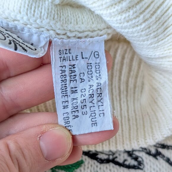 Vintage Au Courant Purple Floral Embroidered Patterned Mockneck Sweater large - Picture 7 of 8